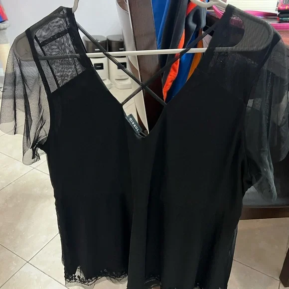 Torrid Black Asymmetrical Embellished Blouse - Picture 2 of 3